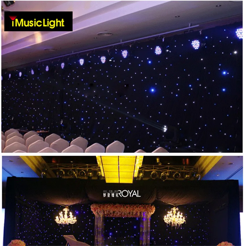 3m x 5m DMX Led Star Cloth BW LEDs Black/White Curtain Stage Backdrops LED Curtain Screen incl Controller