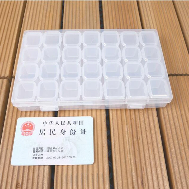2pcs/set 28 Slots diamond painting Box Accessories Clear plastic Beads Display Storage Boxes diamond Embroidery tools Accessory