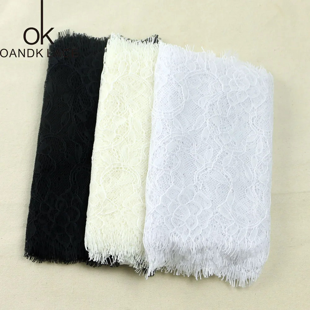 3Yards  Eyelash Lace 10CM-18CM DIY Decorative High Quality   Nylon Eyelash LaceThree colors optional white green grey