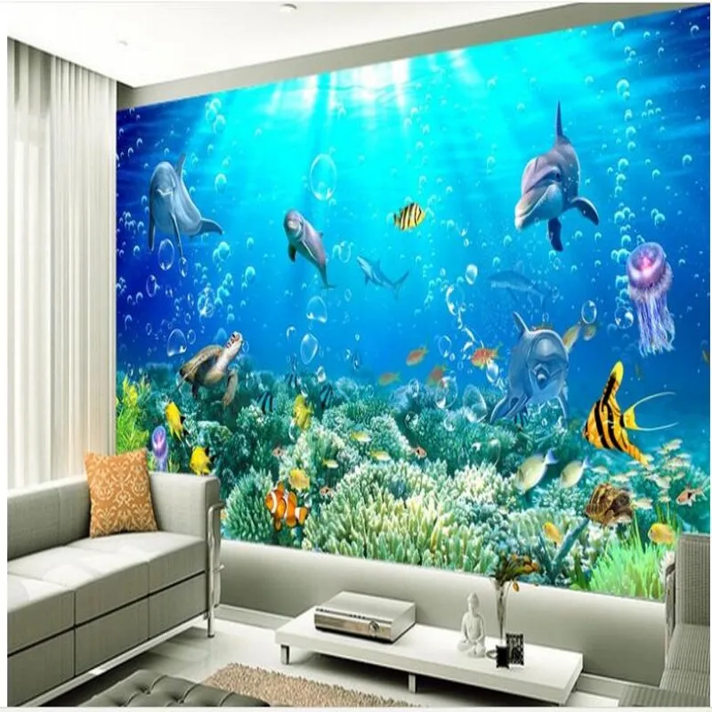 wellyu Customized large-scale mural 3D effects underwater world TV backdrop 10 meters Need for background wall wallpaper