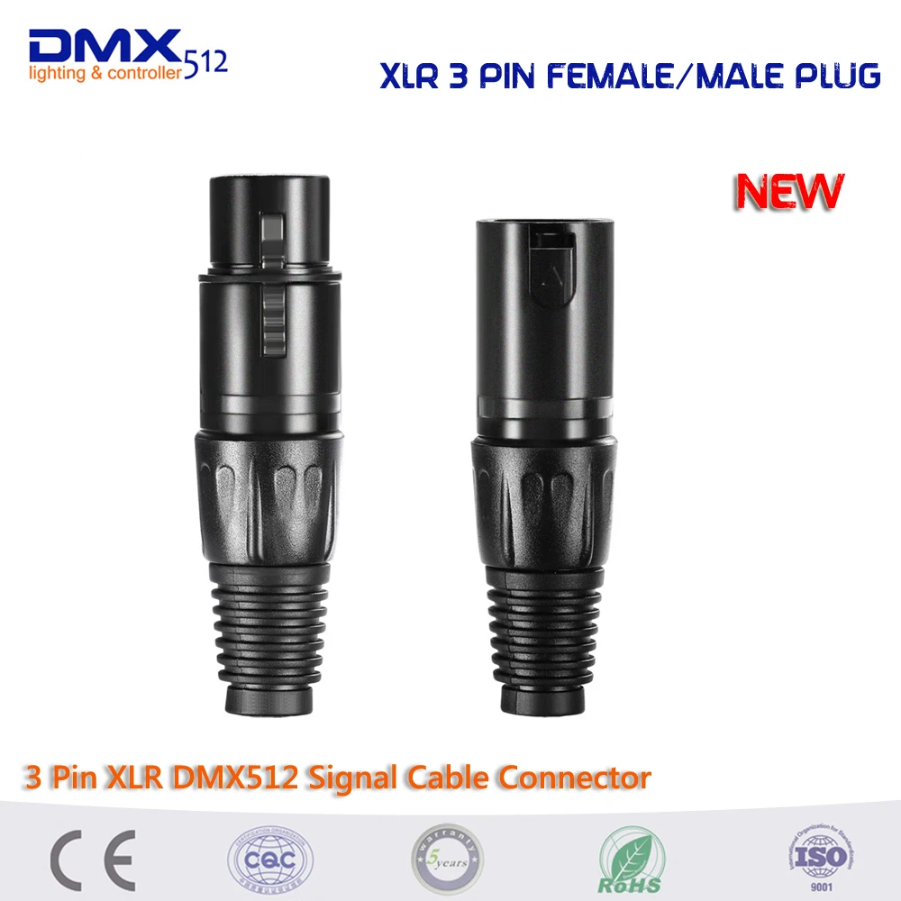 Free shipping hot sale XLR 3 Pin Female Jack Or Male Plug Connector, DMX512 Signal Cable Connector.