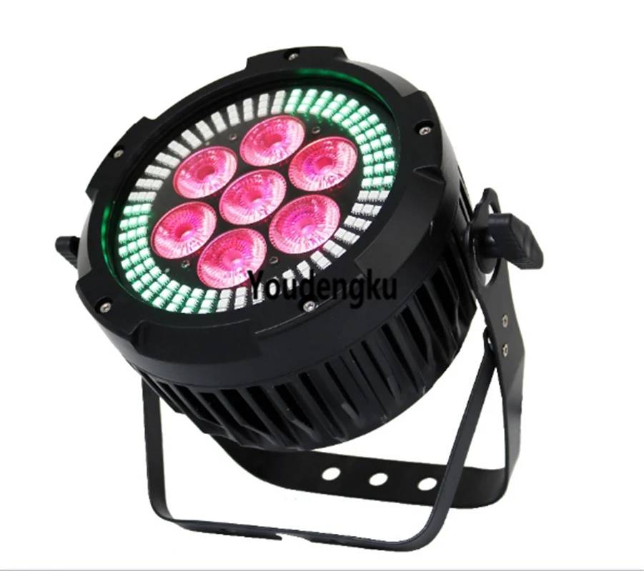 

4 pieces 7x12w rgbaw+uv 6 in 1 mini led par dmx par 64 led with 144x0.2w round rgb par can led light