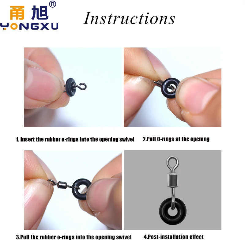 100pcs fishing O-ring Rubber Opening Swivel Solid Connector buffer Rings O Shaped Ring Rubber Ring Fishing tackle accessories