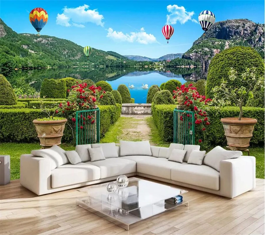 wellyu Custom wallpaper fresco 3D photo murals garden shade road flower door lake mural background wall paper 3d papel de parede