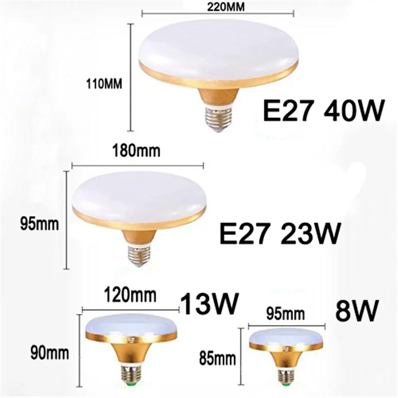 Imagem -06 - Ufo E27 Lâmpada Led 40w 23 13w Alumínio Lâmpada Led E27 220v 230v 240v Smd 5730 Plana de Alta Potência Lâmpada Led