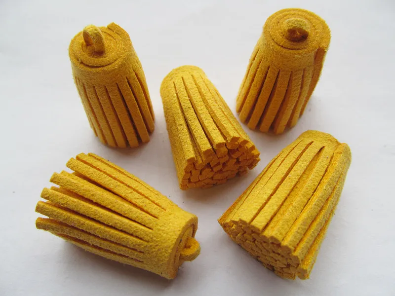 Free Shipping 10pcs 33mm Handbag Tassels,DIY Accessories,Ginger Yellow Korean Fleece Suede Cord,Chamois Macrame Bag Component