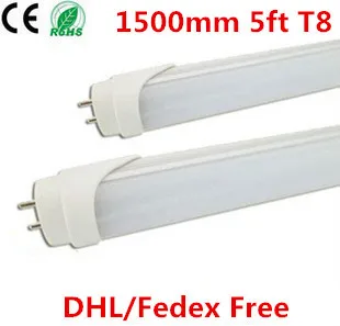 

Factory Price! 1500mm LED Tube T8 LED Tube Light 5ft LED Fluorescent Tube Light 85-265V Warm/Cold White 100pcs, DHL/Fedex Free