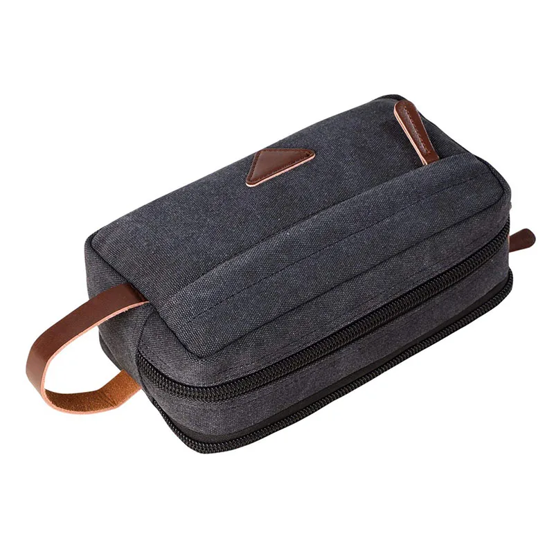 Men Travel Canvas Shaving Kits Cosmetic Makeup Organizer Women Toiletry Bag with Double Compartments Kosmetyczka Beauty Case