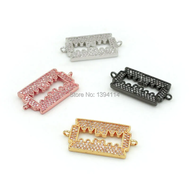 

21*15*2mm Micro Pave Clear CZ Piercing Rectangle Connector Fit For Women As DIY Bracelets Accessory