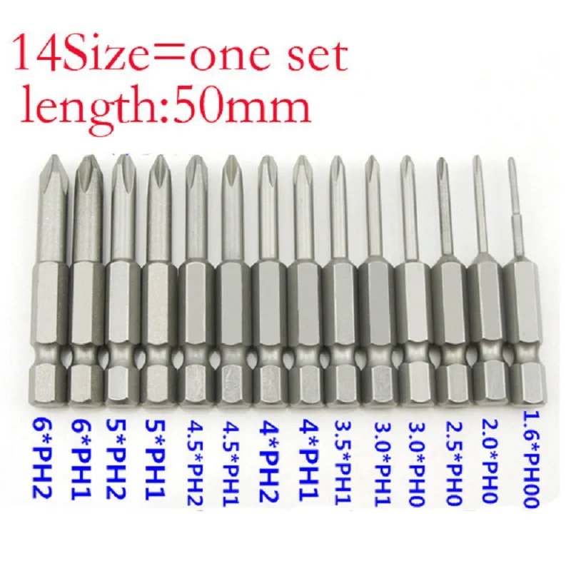 1Pc Hex Shank Magnetic Phillips Cross Screwdriver Bit Electric Screwdriver Head 50mm Length