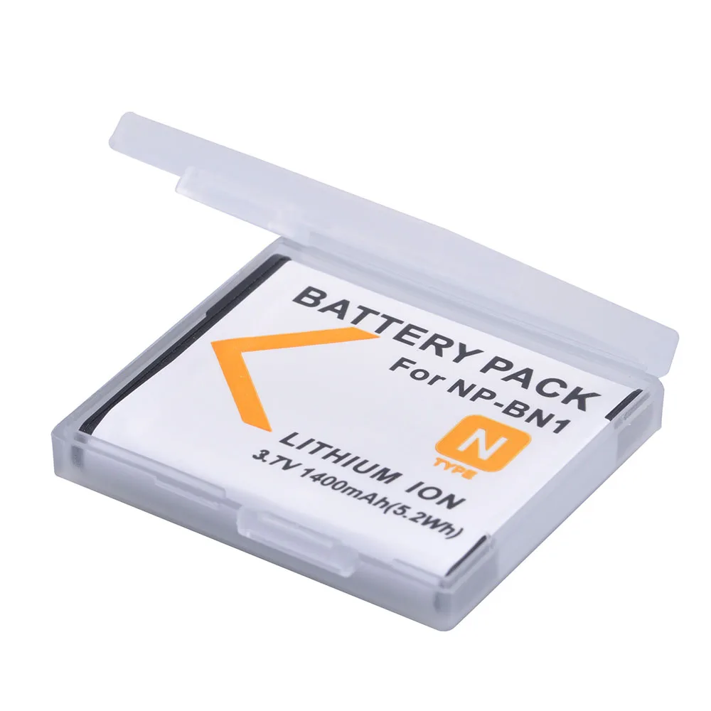 2pc 3.7V NP-BN1 NP BN1 Camera Battery 1400mAh for Sony DSC-W390 DSC-W380 DSC-W370 DSC-W350