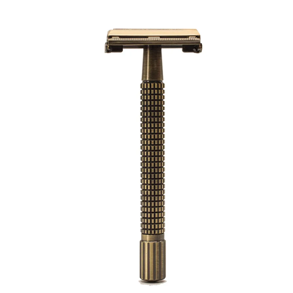 WEISHI Matte Black Steel Coating Safety Razor Long Handle Butterfly Open Classic Safety Razor 11.5 x 4.3cm with 5 blades