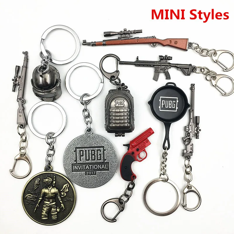 PUBG Cosplay Costume Keychain Movable Helmet Backpack Pan Alloy Model Key Chain llaveros 98K AWM Mini Pendant llaveros