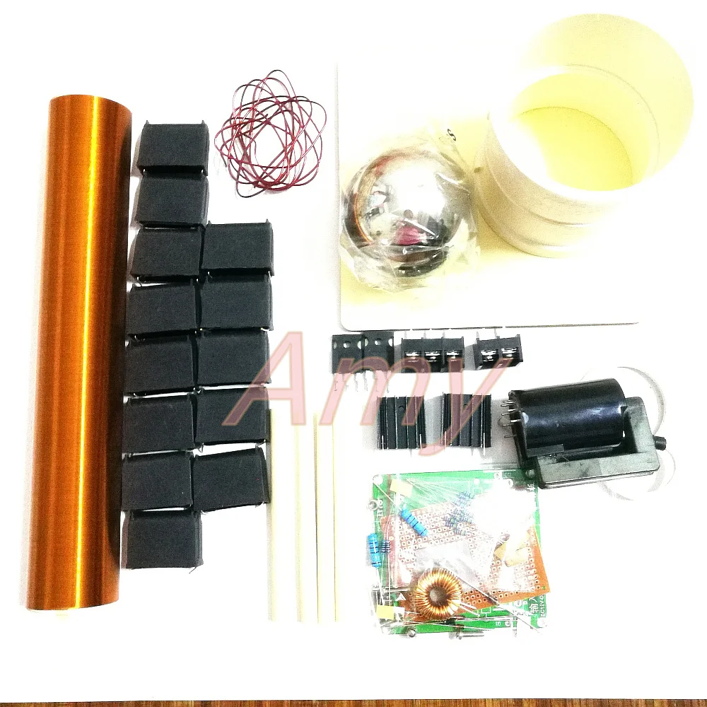 Spark gap Tesla coil kit DIY technology to make wireless transmission lights, arcing and arc spraying.