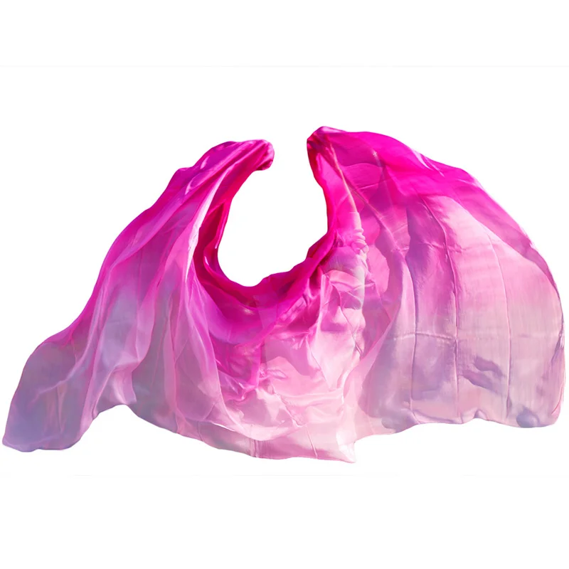 100% Silk Belly Dance Veil Belly Dance Shawl Scarf Gradient Rose+Pink+Light pink Handmade Dyed Belly Dance Silk Veils 250*114 cm