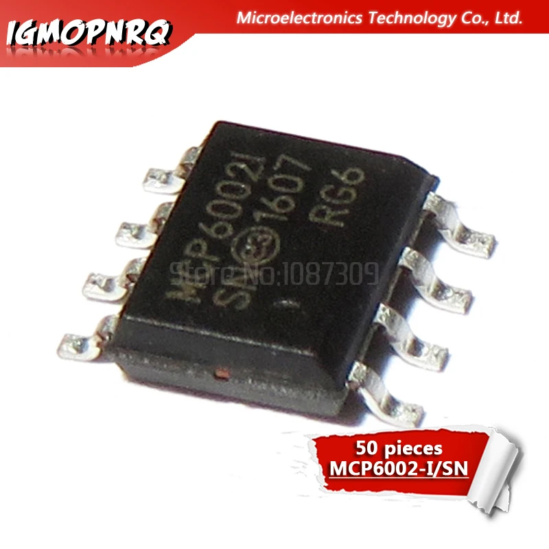 50pcs MCP6002-I/SN MCP6002-I MCP6002I MCP6002 SOP-8 Operational Amplifiers - Op Amps Dual 1.8V 1MHz new original