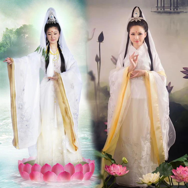 3 Designs New TV Play Legend of Sea Goddess Mazu Guan Yin Costume Drama Costume for Photography including Hair Accessory