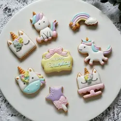 Creative Unicorn Cookie Cutter, DIY Fondant, Chocolate Cake Embossing Stencil, Biscuit Mold, Baking Tool, Hot, 8Pcs