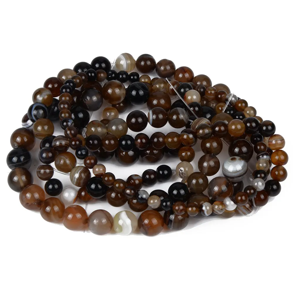 Brown Orange Banded Stone Beads Women Jewelry Fashion Making Beads 4 6 8 10 12mm