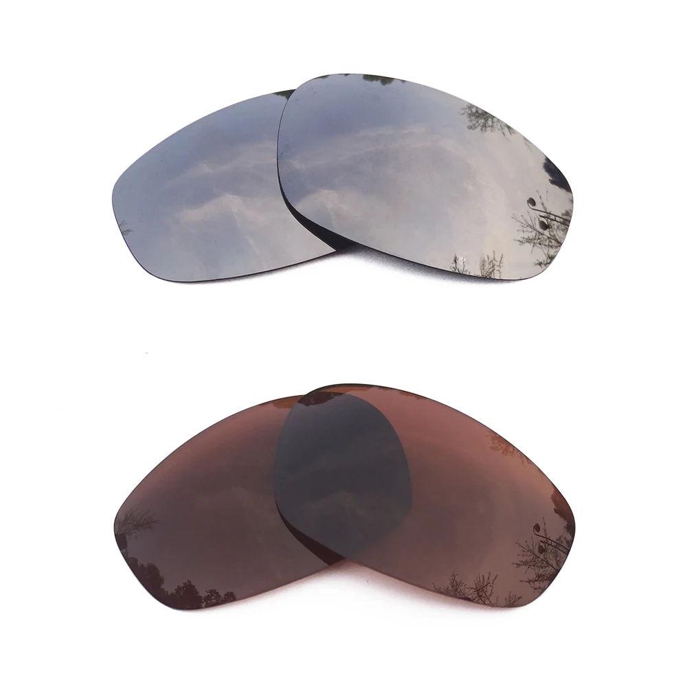 Silver Mirrored & Brown Polarized Replacement Lenses for-Oakley Split Jacket Frame 100% UVA & UVB