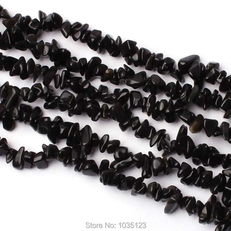 

5-8mm Natural Black Chip Shape Obsidian DIY Loose Beads Strand 16" Jewellery Creative Making w3411