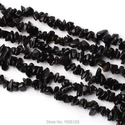 5-8mm Natural Black Chip Shape Obsidian DIY Loose Beads Strand 16