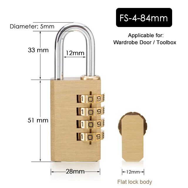 KAK Massief Messing Koper Beveiligingshangslot Wachtwoord Combinatie Codeslot voor Gym Digitale Locker Koffer Ladeslot Hardware