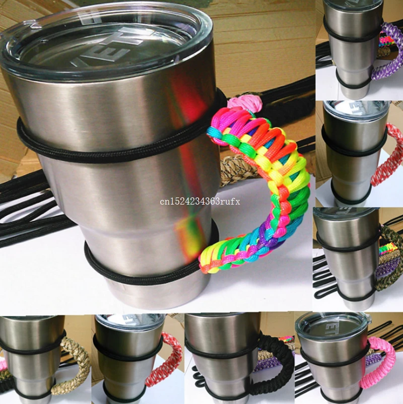 

50pcs Cup Handles Parachute Rope Tumbler Handle Outdoor Portable Hand Holder Hand-grip Travel 20oz 30oz Mug Handles