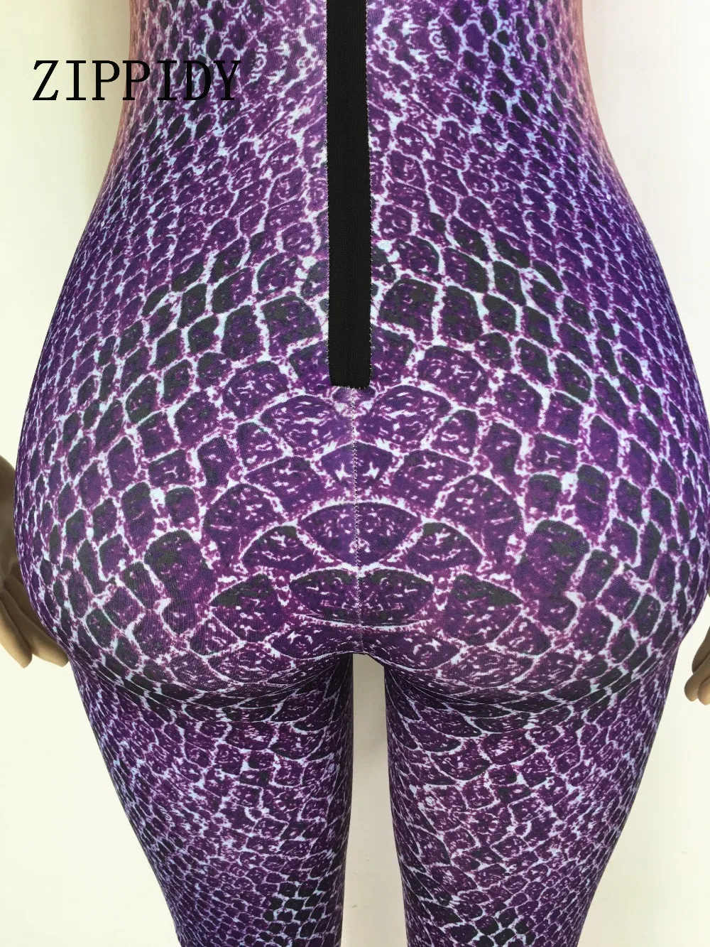 Purple Crystals Printed Snake Jumpsuit Party Stage Wear Sexy Costume Women\'s Performance Party Celebrate Bodysuit Outfit