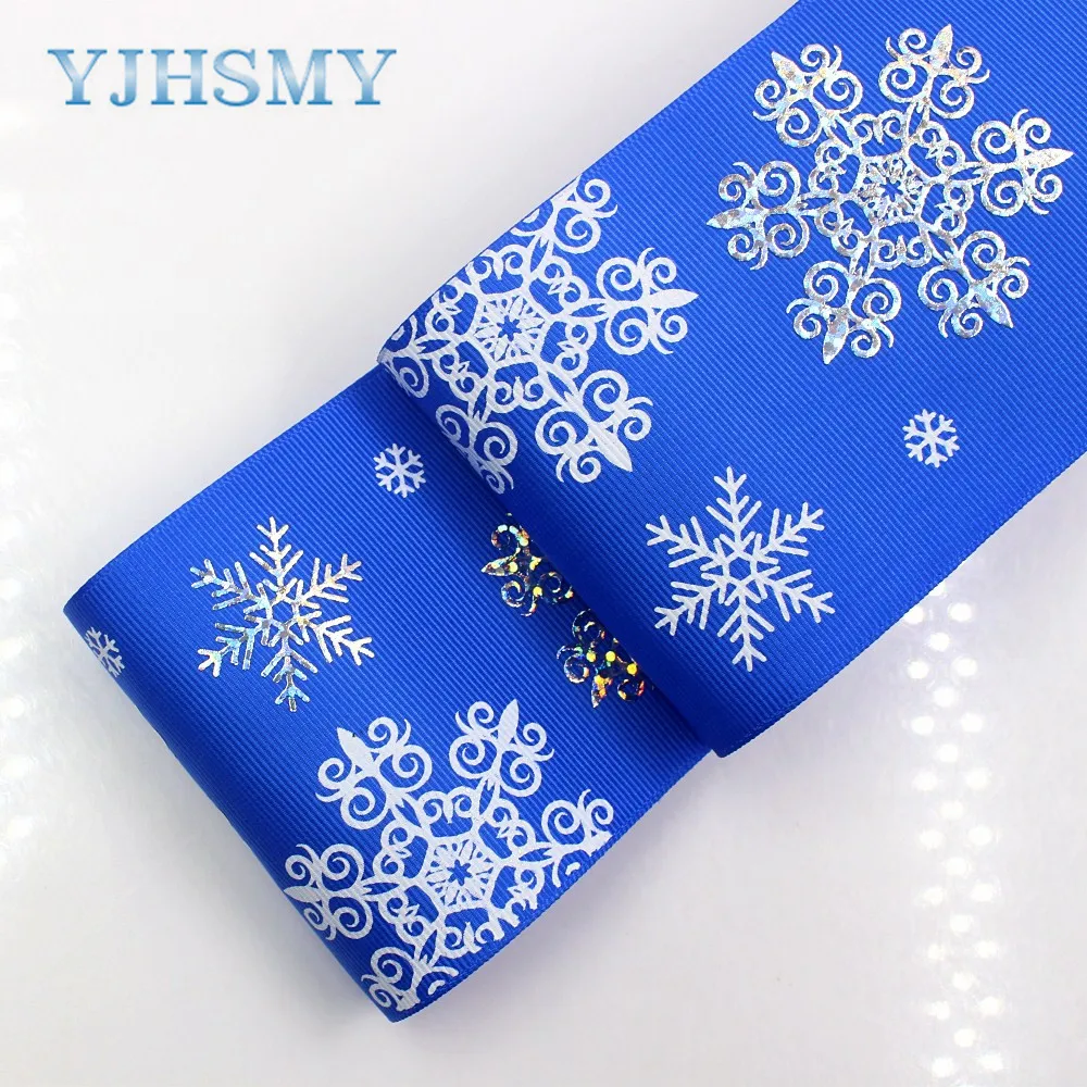 YJHSMY,C-171219-517,75 mm Solid color snowflake hot silver ribbons 5 yards,Clothing accessories gift packaging DIY material