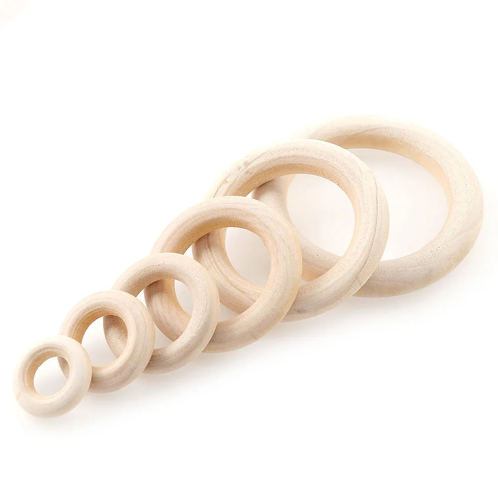 6 Size 5-50PCS Fine Quality Natural Wood Teething Beads Wooden Ring Children Kids DIY Wooden Jewelry Making DIY Crafts