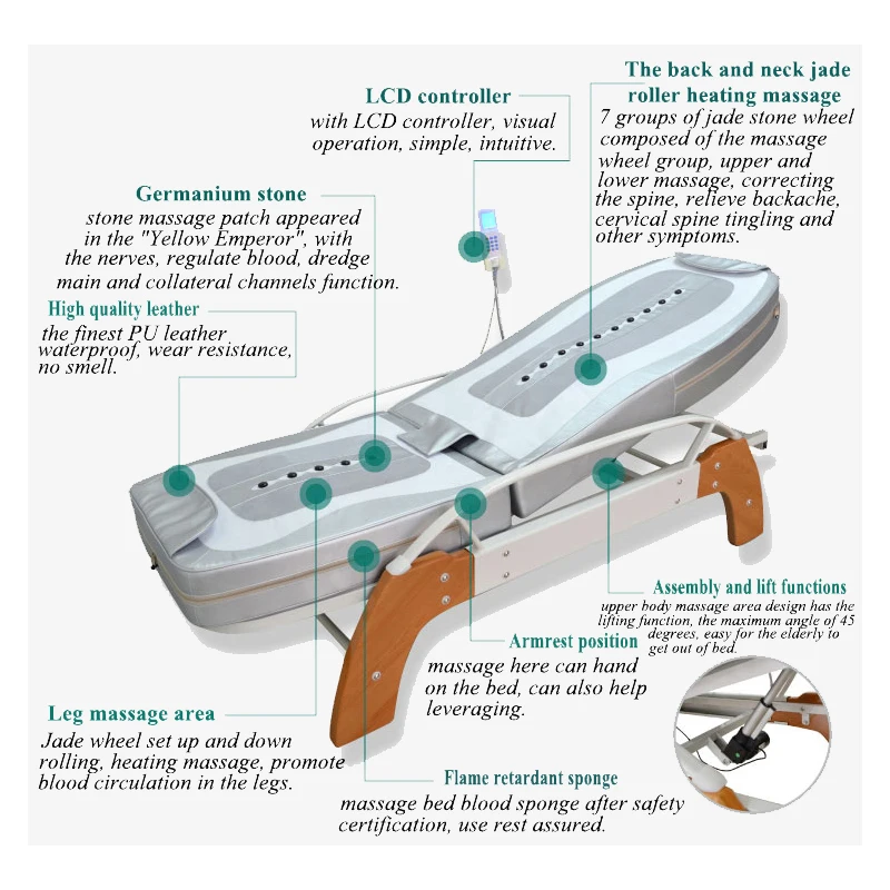 HFR-168-1B Migun Hot Heated Portable Korea Cheap Nuga Best Warm LCD Automatic Electric Rolling Thermal Jade Stone Massage Bed