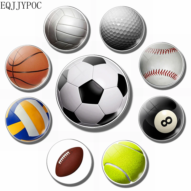 Football fridge magnet Basketball tennis rugby volleyball golf  30MM refrigerator magnets motion fridge sticker Home Decor Gifts