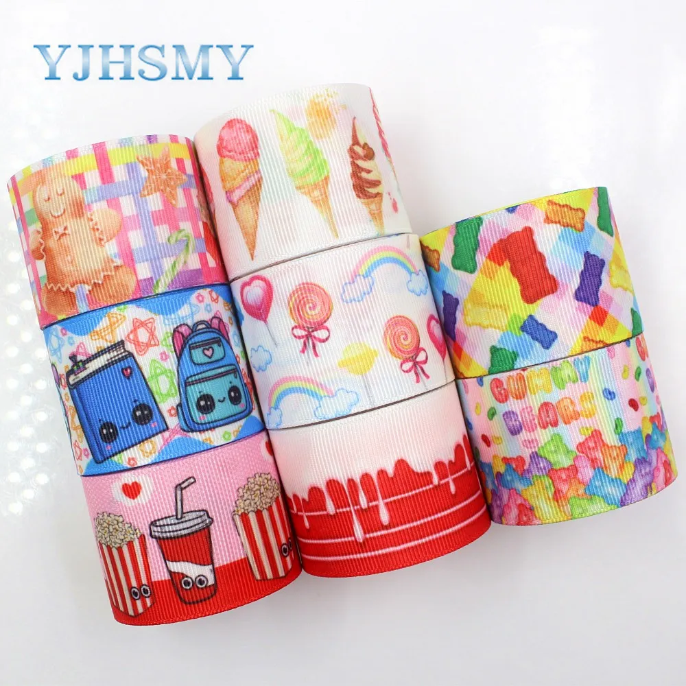 YJHSMY G-18925-1157,38 mm 5 yards cartoon Ribbons Thermal transfer Printed grosgrain,Holiday decorati,Gift wrapping DIY material