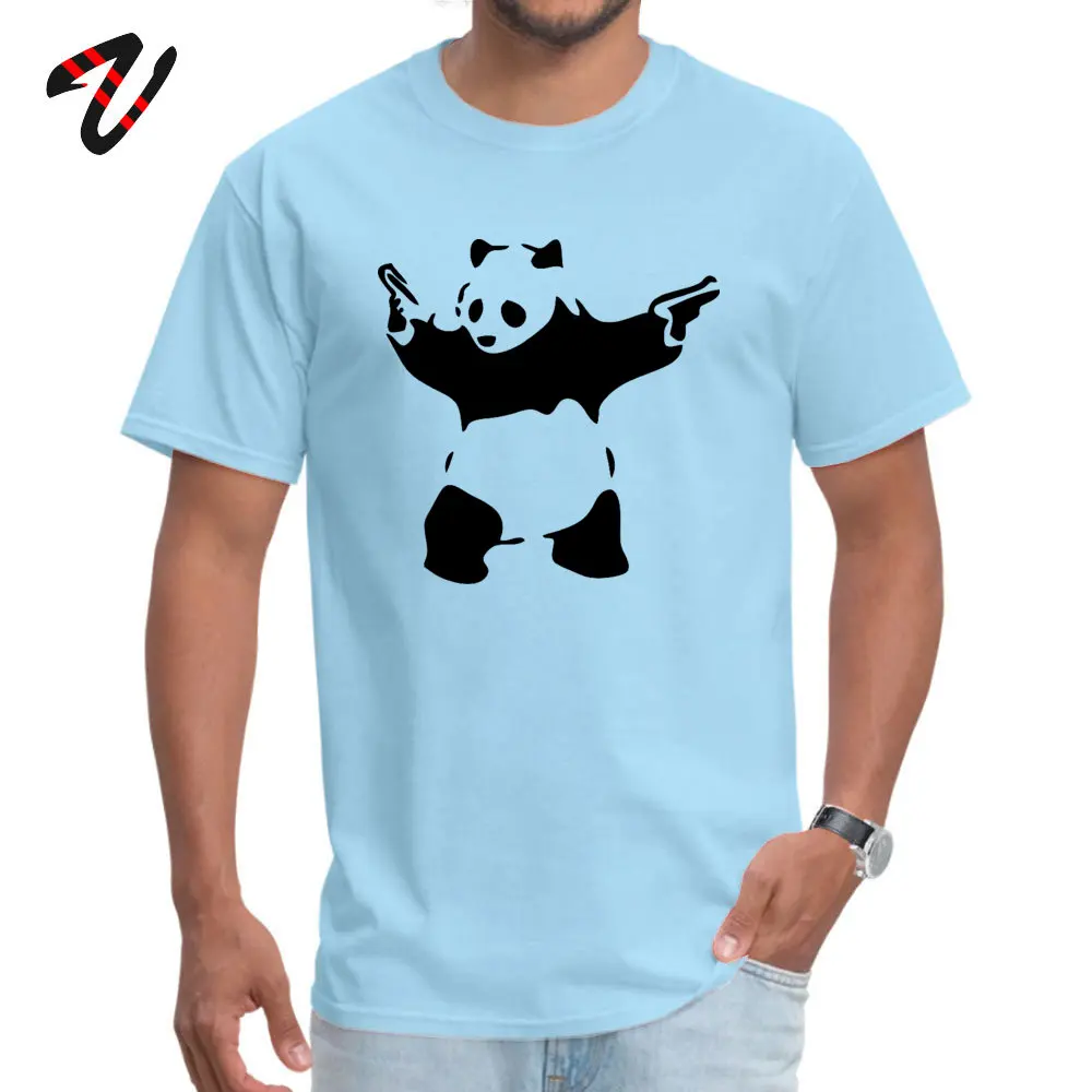 Men Tshirt Banksy Panda Guns Crewneck T-shirts VALENTINE DAY Tops Tees Short Sleeve Coupons Cotton T Shirt Simple Style Camiseta