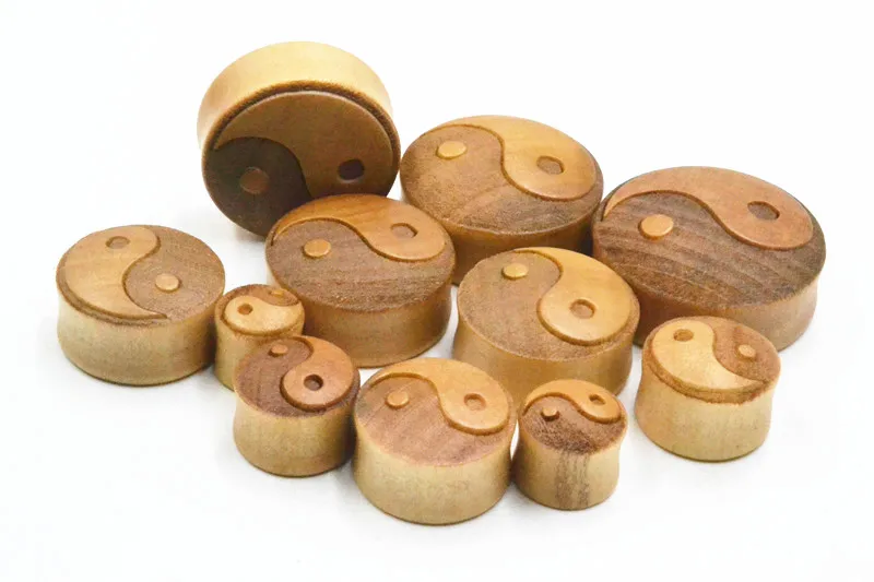 70PCS Free Shippment  Body Jewelry-  YINGYANG Wood  Ear Plugs Ear Scretcher Tunnle Sets Earlet Gauge 8mm up to 20mm