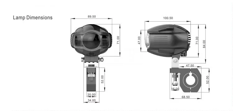 Motorcycle Fog light Universal 22-40mm IP65 LED Motorcycle Headlight For Yamaha For Kawasaki For BMW For Honda For KTM ATV UTV