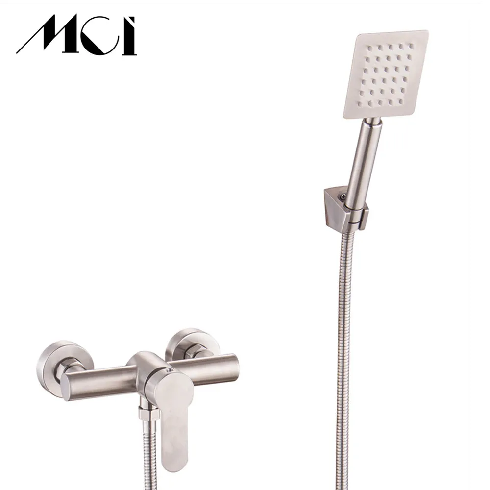 

Quality Stainless Steel Bath Shower Faucets set Bathroom Mixer Shower Bathtub Taps Rainfall Shower wall Torneira Tap Shower Mci