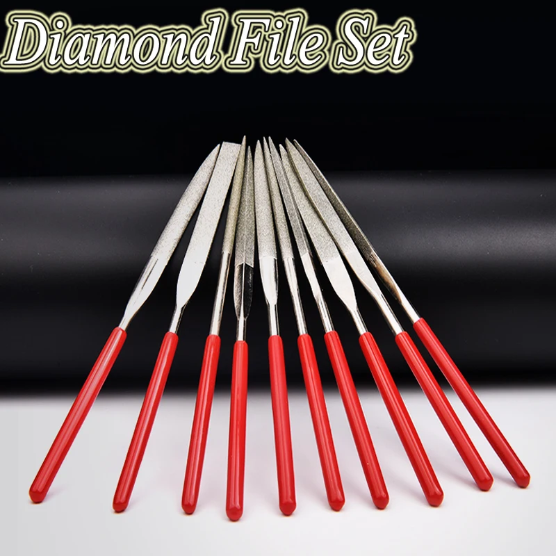 10in1 Mini Needle File Set Diamond Coated 160mm Ceramic Glass Gem Stone Hobbies Crafts Tool Needle Filer LJQ2000S