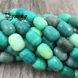 13x18MM Faceted Natural Green Grass Agates Apple Stone Cutting Nugget Beads MY1610