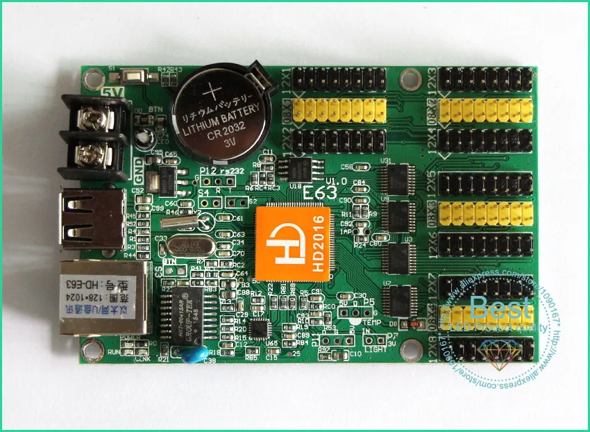 HD -E63 LED display  controller, Single&double color P10 LED sign Control card,U-Disk and LAN Cable to edit and updated programs