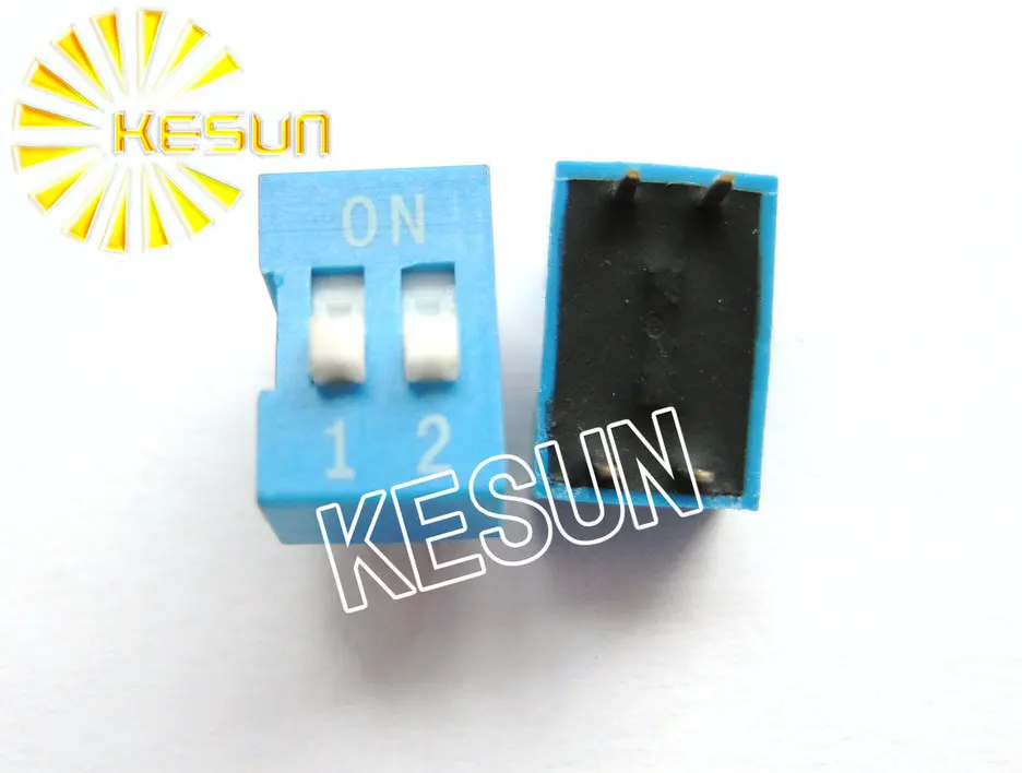 China Quality DS-02 Blue 2P DIP Switch 2.54mm 2 Position Encoder Switch Slide Switch x 200PCS