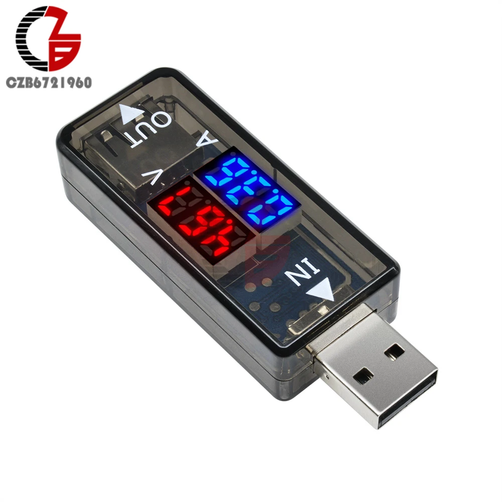 Red Blue Dual Display USB Tester 5V 12V Digital Voltmeter Ammeter Car Voltage Meter Detector Monitor Power Bank Charger Doctor