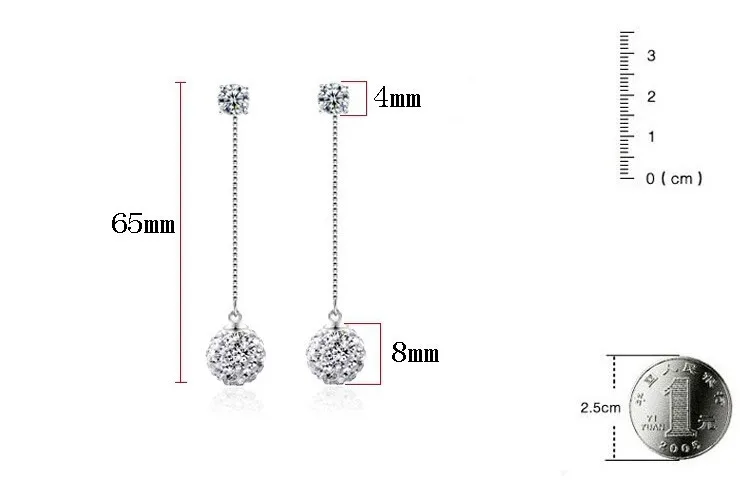 New Arrival Fashion Shambhala Crystal 925 Silver Needle Ladies Long Tassel Drop Earrings Jewelry Birthday Gift Women