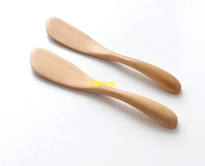 500pcs/lot Fast shipping 15*2.3cm Natural wood cheese knife wooden mask knife Butter knife Jam knife Wood cutter tableware