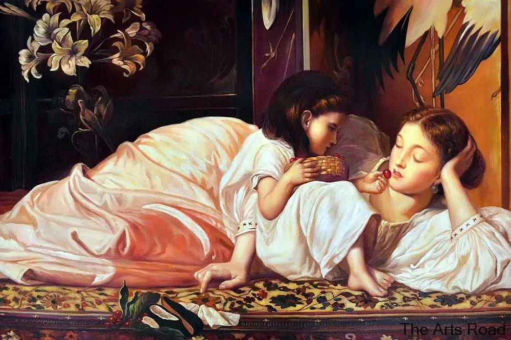 

Hand Painted Wall Art Painting Portrait Mother and Child by Lord Frederic Leighton Classic Canvas Picture