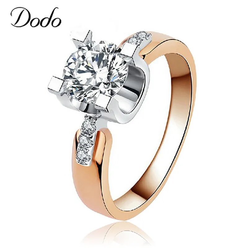 DODO Vintage Bijoux 585 Rose Gold/White Color AAA Crystal Rings For Women Antique Wedding Engagement Jewelry Finger Ring Gift