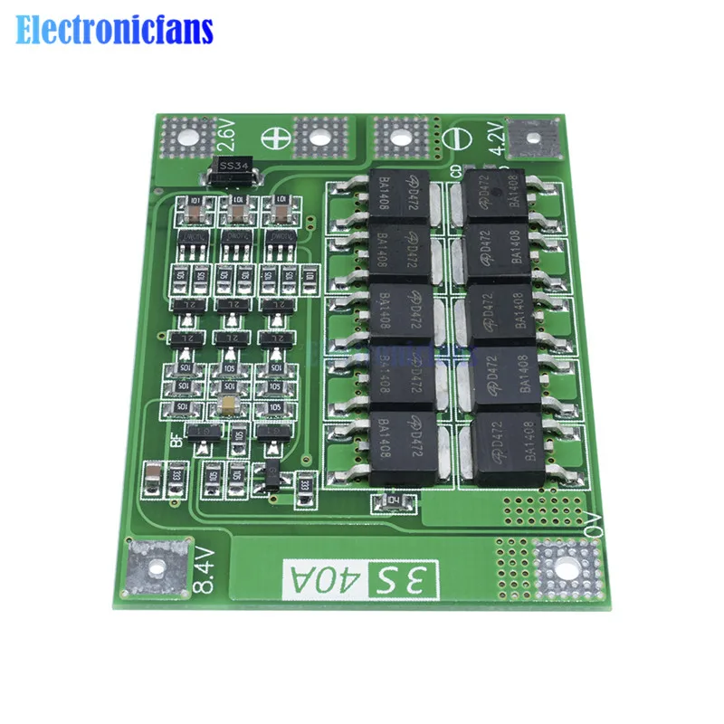 Carte de protection du chargeur de batterie au lithium 3S 40A Eddie ion, PCB BMS pour moteur de perceuse à courant 40A 11.1V 12.6V Lipo Cell Tech Enhanced