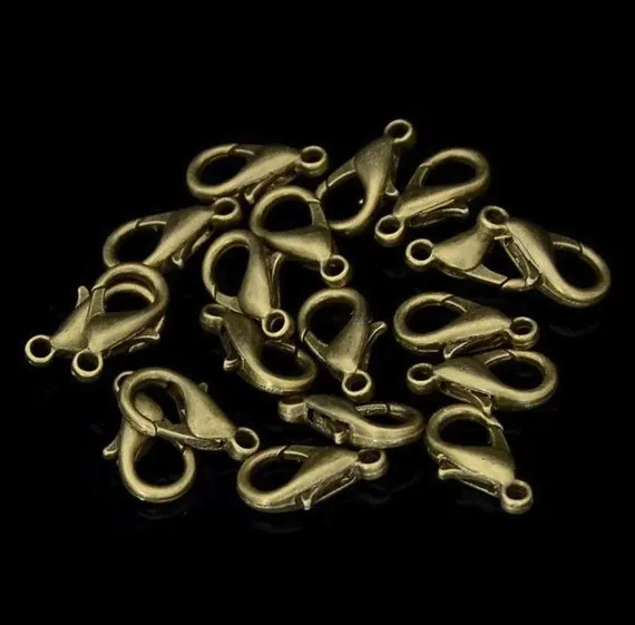 

150pcs 8mmx14mm Good Quality Antique Bronze/Silver tone Metal Lobster Clasps Hooks Connector Charm Finding,DIY Accessory Jewelry