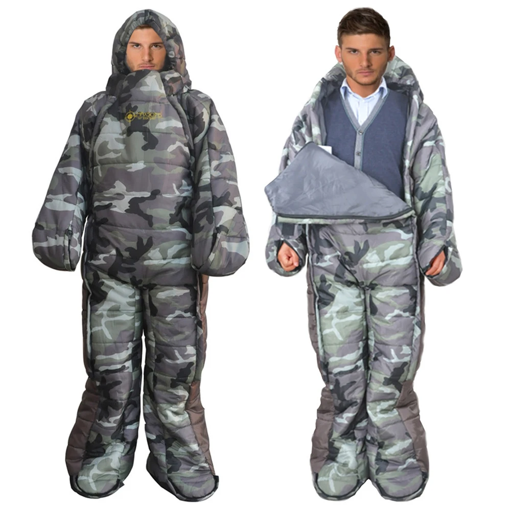 

Mummy Camping Sleeping Bag Human Body Design Portable Lightweight 4 Season Sleeping Bags With Arms And Feet Outdoor Camping